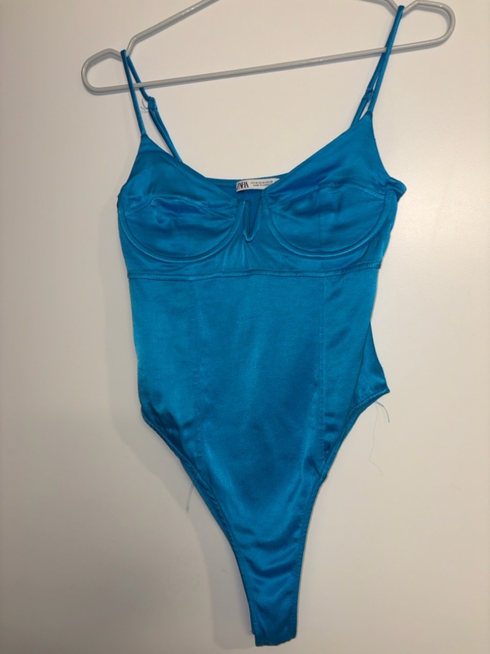 Ocean  Blue Satin Bodysuit